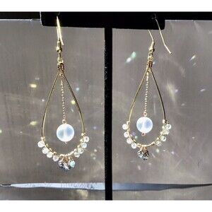 Handmade Wire Wrapped Dangle Earrings Sparkle Iridescent Mermaid Boho